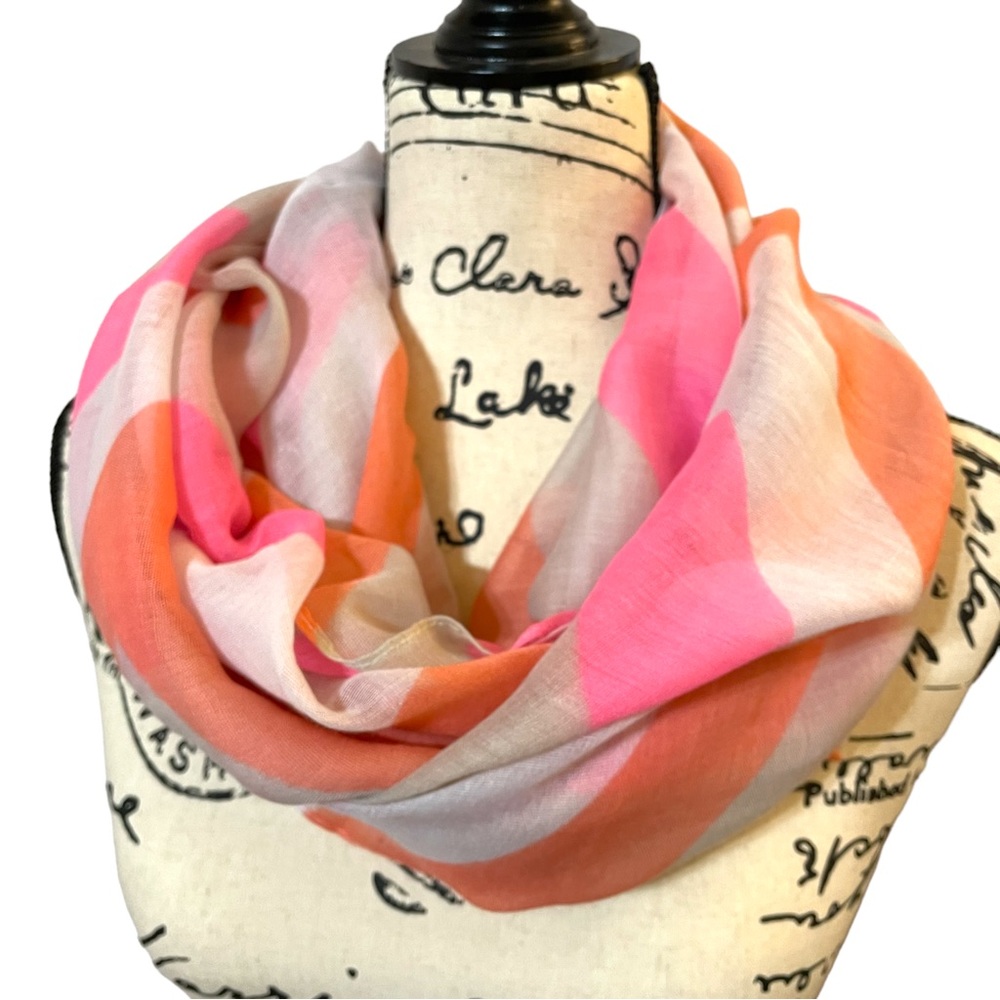 NWT Icon Collection pink/coral/cream gauzy infinity scarf
